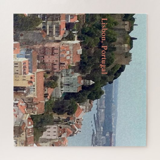 Wasserfarben-Skyline von Lissabon-Puzzle Puzzle (Horizontal)