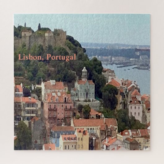 Wasserfarben-Skyline von Lissabon-Puzzle Puzzle (Vertikal)