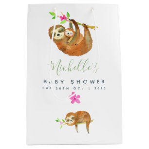 Wasserfarben-Sloth-Thema Babydusche Mittlere Geschenktüte