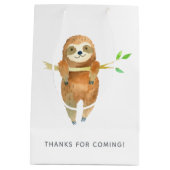Wasserfarben-Sloth-Thema Babydusche Mittlere Geschenktüte (Rückseite)