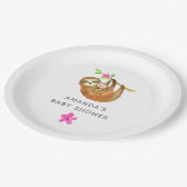 Wasserfarben-Sloth-Thema Babydusche Pappteller (Schrägansicht)