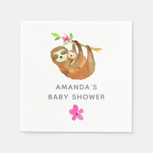 Wasserfarben-Sloth-Thema Babydusche Serviette
