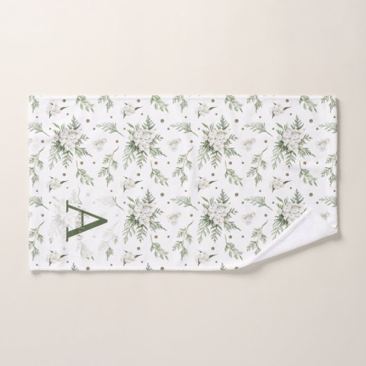 Wasserfarben Snowberry White Cedar Branch Weihnach Badhandtuch Set (Handtuch)