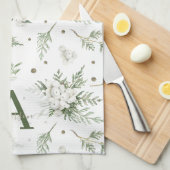 Wasserfarben Snowberry White Cedar Branch Weihnach Geschirrtuch (Viertel Falte)