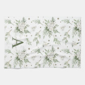 Wasserfarben Snowberry White Cedar Branch Weihnach Geschirrtuch (Horizontal)