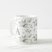 Wasserfarben Snowberry White Cedar Branch Weihnach Kaffeetasse (Vorderseite Links)