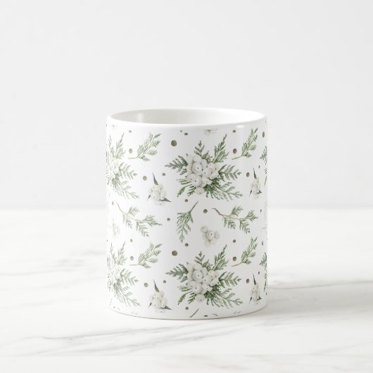 Wasserfarben Snowberry White Cedar Branch Weihnach Kaffeetasse (Mittel)