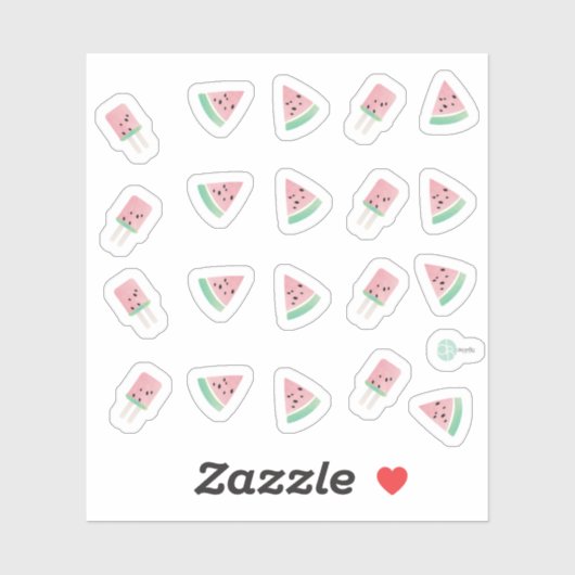 Wasserfarben Sommer Wassermelone Pop Aufkleber (Blatt)