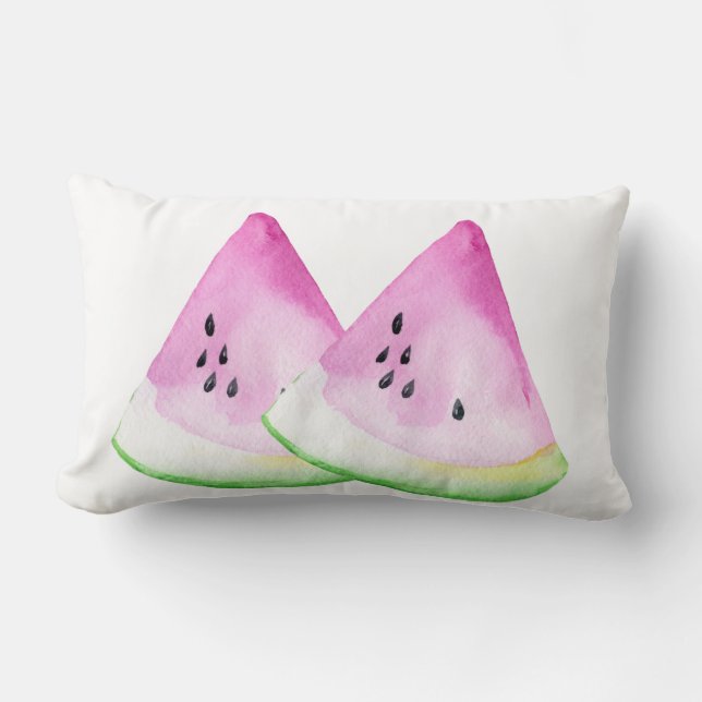 Wasserfarben Sommer Wassermelone Slices Accent Lendenkissen (Vorderseite)