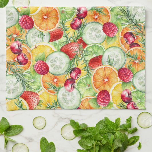 Wasserfarben Sommerfrucht Geschirrtuch (Gefaltet)