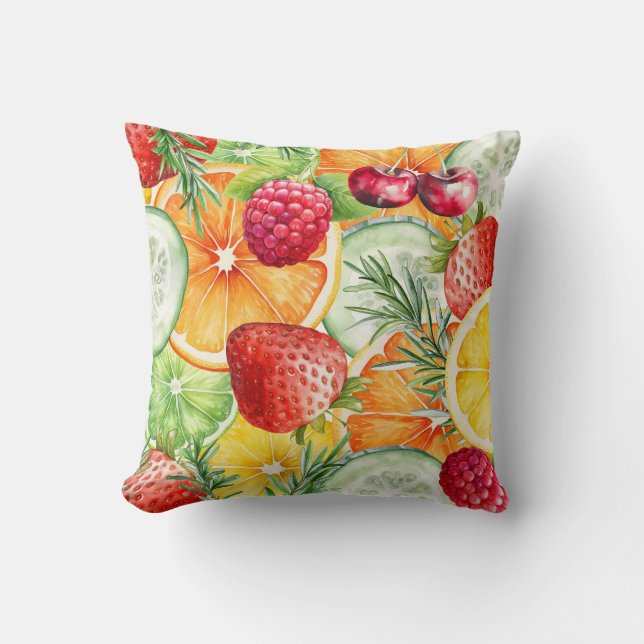 Wasserfarben Sommerfruchtdekor Kissen (Vorderseite)