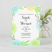 Wasserfarben Sommerliche Blume Hochzeit Einladung (Stehend Vorderseite)