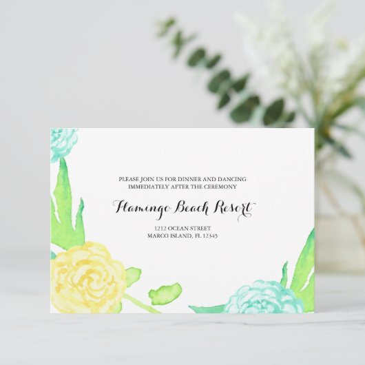 Wasserfarben Sommerliche Blume Hochzeitskarte Einladung (Stehend Vorderseite)