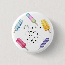 Wasserfarben Sommerpopuläre Eiscreme Geburtstag Button