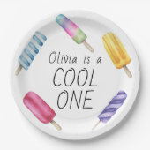 Wasserfarben Sommerpopuläre Eiscreme Geburtstag Pappteller (Vorderseite)