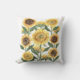 Wasserfarben Sommersonnenblume Botanische Blüte Kissen