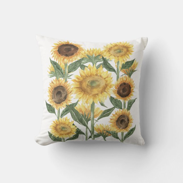 Wasserfarben Sommersonnenblume Botanische Blüte Kissen (Vorderseite)
