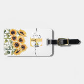 Wasserfarben Sonnenblume Girly Stylish Floral Mono Gepäckanhänger (Vorderseite horizontal)