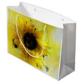Wasserfarben Sonnenblume Große Geschenktüte (Rückseite Schrägansicht)