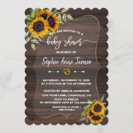 Wasserfarben Sonnenblume Holzhandschrift Babydusch Einladung
