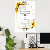 Wasserfarben Sonnenblume Rustikale Hochzeit Willko Poster (Heimbüro)