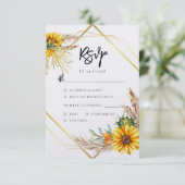 Wasserfarben Sonnenblume Rustikaler QR-Code Hochze RSVP Karte (Stehend Vorderseite)