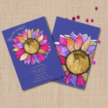 Wasserfarben-Sonnenblumen-Blumen Geburtstag Lila &