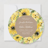 Wasserfarben Sonnenblumen Blumenstrauß Rustikale H Einladung (Vorderseite)