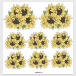 Wasserfarben Sonnenblumen Bouquet Stickers Aufkleber