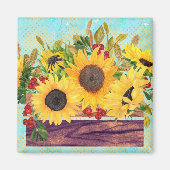 Wasserfarben-Sonnenblumen-Box Magnet (Vorne)