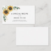 Wasserfarben Sonnenblumen Brautparty Rezept Begleitkarte (Vorne/Hinten)