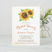 Wasserfarben Sonnenblumen Bridal Dusche Einladunge Einladung (Stehend Vorderseite)