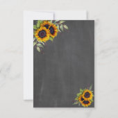Wasserfarben Sonnenblumen Chalkboard Hochzeit RSVP Karte (Rückseite)
