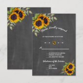 Wasserfarben Sonnenblumen Chalkboard Hochzeit RSVP Karte (Vorne/Hinten)
