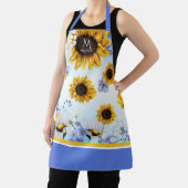 Wasserfarben Sonnenblumen Custom Monogram Schürze (InSitu)