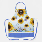 Wasserfarben Sonnenblumen Custom Monogram Schürze (Vorderseite)