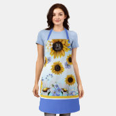 Wasserfarben Sonnenblumen Custom Monogram Schürze (Getragen)