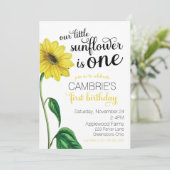 Wasserfarben Sonnenblumen Einladung zum ersten Geb (Stehend Vorderseite)