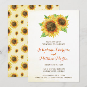 Wasserfarben Sonnenblumen Einladungen Hochzeiten