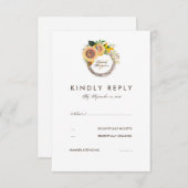 Wasserfarben Sonnenblumen Elegante Wedding RSVP Ca (Vorne/Hinten)