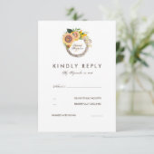 Wasserfarben Sonnenblumen Elegante Wedding RSVP Ca Karte (Stehend Vorderseite)