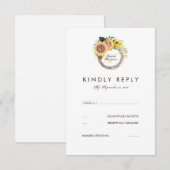 Wasserfarben Sonnenblumen Elegante Wedding RSVP Ca Karte (Vorne/Hinten)