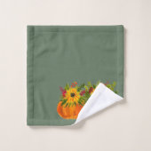 Wasserfarben Sonnenblumen Erntedank Pumpkins Fall Badhandtuch Set (Waschlappen)