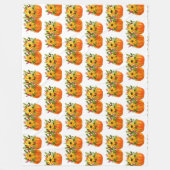 Wasserfarben Sonnenblumen Erntedank Pumpkins Fall Fleecedecke (Vorderseite)