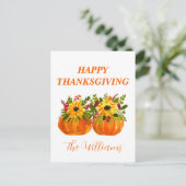 Wasserfarben Sonnenblumen Erntedank Pumpkins Fall Postkarte (Stehend Vorderseite)