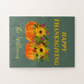 Wasserfarben Sonnenblumen Erntedank Pumpkins Fall Puzzle (Horizontal)