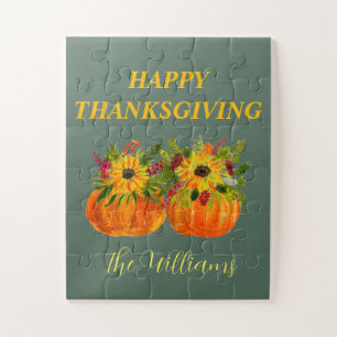 Wasserfarben Sonnenblumen Erntedank Pumpkins Fall Puzzle