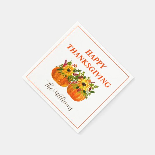 Wasserfarben Sonnenblumen Erntedank Pumpkins Fall Serviette (Ecke)