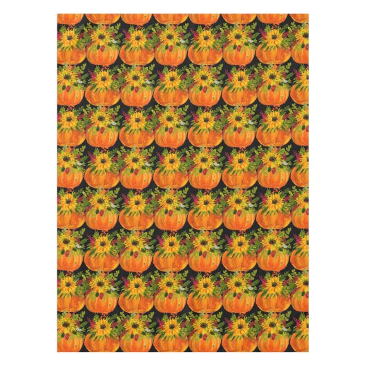 Wasserfarben Sonnenblumen Erntedank Pumpkins Fall Tischdecke (Vorderseite)