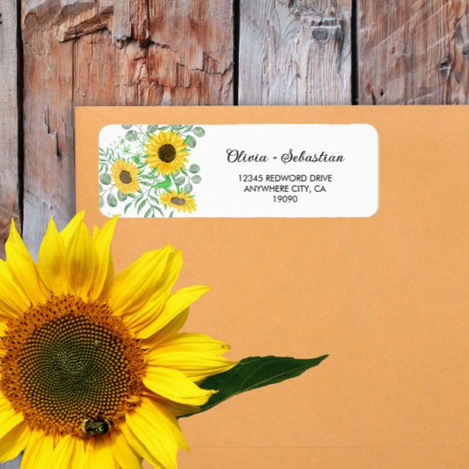 Wasserfarben-Sonnenblumen geben das Adressetikett 